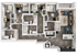 Contemporary floor plan featuring 4 bedrooms, modern open-concept kitchen, spacious living and dining area, and multiple bathrooms for comfortable living.