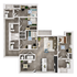 Modern 2D floor plan featuring 3 bedrooms, open living space, and sleek kitchen design with natural lighting.