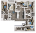 Contemporary 3D floor plan showcasing five bedrooms, a modern open kitchen, and spacious living areas, perfect for family living.