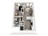 Modern 1-bedroom apartment floor plan with open kitchen-living space, stylish bathroom, and convenient laundry area.