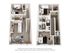 Modern 3D floor plan showcasing a two-story apartment with two bedrooms, stylish living area, state-of-the-art kitchen, and functional workspaces. Features elegant hardwood floors and convenient laundry setup.