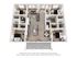 Modern apartment 3D floor plan showcasing 4 cozy bedrooms, a spacious living area, and a sleek kitchen island, complete with contemporary furnishings and elegant design.