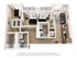 Modern floor plan showcasing a bright 3-bedroom apartment with open-concept kitchen and cozy living room, featuring hardwood floors and ample natural light.