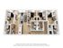 Modern 3D floor plan showcasing a chic apartment with four bedrooms, an inviting open-concept living space, sleek kitchen, and four stylish bathrooms.
