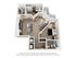 Modern 3D floor plan featuring a spacious open-floor kitchen with a central island, two cozy bedrooms, and a bright living area with large windows and balcony access.
