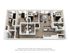 Modern 4-bedroom apartment floor plan with spacious living room, open kitchen, and two stylish bathrooms.