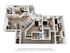 Modern 3D floor plan showcasing 4 bedrooms, an inviting open-concept living room, and a sleek kitchen with an island. Ideal for comfortable living.