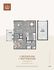 Modern floor plan showcasing a stylish 1 bedroom, 1 bathroom apartment with a cozy porch, spacious living area, and 1 car garage, covering 743 sq ft.