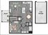 Modern floor plan showcasing a cozy 1-bedroom apartment with open-concept living space, stylish kitchen, inviting porch, and 1-car garage.