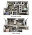 Inviting two-story floor plan showcasing a modern open-concept living area on the first floor, and three cozy bedrooms on the second floor. Features include a spacious kitchen with an island, stylish living room, and multiple bathrooms for convenience.