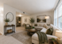 Inviting living room with plush sectional sofa, warm neutral tones, and elegant decor creating a cozy yet sophisticated atmosphere.