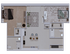 Modern floor plan featuring 2 spacious bedrooms, elegant living room, cozy dining area, stylish kitchen with island, and 2 sleek bathrooms.