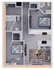 Modern apartment floor plan showcasing 2 cozy bedrooms, stylish open kitchen, inviting living area, and 2 sleek bathrooms.