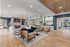 Clubhouse waiting room with 2 couches, 4 chairs, lounge chair, 2 coffee tables and fireplace+