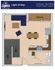 Stylish 2D floor plan for 'Light of Day' at Echo Building showcasing a spacious 2-bedroom, 1.5-bathroom layout with an inviting living area and a cozy balcony on the 1st floor of a 2-story design, spanning 1,242 square feet.