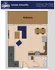 Chic floor plan for Sweet Amarillo featuring an inviting open-concept living area, spacious balcony, and modern kitchen on the first floor of a 2-story, 2 bed, 1.5 bath apartment, totaling 1,278 sq ft.