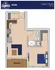 Chic floor plan of The Lights Epic Building featuring 1 bedroom, 1 bathroom, cozy living area, and private balcony, covering 517 square feet.