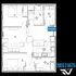 Modern 2D floor plan showcasing 2 bedrooms and 2 bathrooms with an open living area at Raider View Apartments.