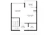 Modern floor plan showcasing an open living room, spacious eat-in kitchen, and private balcony, ideal for stylish living.