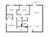 Spacious 2D floor plan featuring a primary bedroom, two additional bedrooms, a sleek kitchen, open living room with balcony, and convenient laundry area.