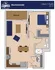 Backwoods floor plan featuring 1 bedroom, 1 bath, and a cozy living area with balcony, part of The Lights epic building, 613 sq ft.