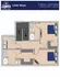 Inviting 2D floor plan showcasing the 2nd floor of a 2 story apartment, featuring 2 spacious bedrooms and 2.5 modern bathrooms, covering 1,363 square feet in the Echo Building's Little Ways.