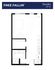 Optimized studio floor plan 'Free Fallin'' with open-concept living area, modern kitchen, and efficient layout within 487 sq ft.