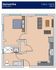 Modern floor plan for 'Samantha' at The Don, featuring 1 bedroom, 1 bathroom, and an inviting living area in 586 sq ft.