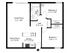 2D floorplan of two-bedroom, one-bathroom large