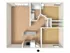 3D floorplan of two-bedroom, one-bathroom large without furniture