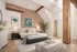Bedroom with oak beams and pillars. Natural light.