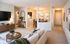 Foyer, living room and open dining room