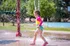 Child playing at splash pad