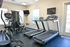 Inviting fitness center featuring treadmills, elliptical, and strength training equipment, with natural light enhancing the workout space.