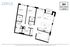 Floor plan of 2-bedroom, 2-bathroom apartment with spacious living room and modern kitchen.