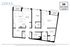 Sophisticated floor plan of a 2-bedroom, 2-bathroom apartment with a modern kitchen and spacious living area.