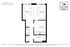 Domus 1A floor plan featuring 1 bedroom, 1 bathroom, a spacious living room, and an open kitchen, 636 square feet.