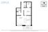 Sleek 1-bedroom apartment floor plan with open living area, kitchen, and balcony at 646 SF.