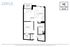 Sophisticated 2D floor plan of a 1-bedroom, 1-bathroom apartment with a kitchen, living room, and balcony.