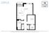 Modern floor plan of a 1-bedroom, 1-bath apartment with a balcony and open-concept living area, totaling 718 square feet.