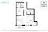 Elegant floor plan featuring 1 bedroom, 1 bathroom, modern kitchen, and open living area with private balcony.