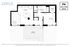 Detailed floor plan showing a 1-bedroom, 1-bath unit with a kitchen, living room, and spacious terrace.
