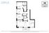 Stylish floor plan of a Domus apartment featuring 2 bedrooms, 2 bathrooms, a den, and a spacious kitchen.