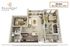 Charming Elmdale floor plan with 1 bedroom, 1 bath, and a den, showcasing a bright open living space with modern kitchen and cozy lounge area, totaling 1,157 sq ft at Beaumont Place.