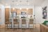 Goodyear, AZ Apartments for Rent - Acero Roosevelt - Kitchen with Light Tan Cabinetry, New Appliances, and a Large Kitchen Island
