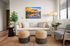 Mesa, AZ Apartments - Acero Hawes Crossing - Living Room with Patio Access, Couch, Grey Media Console, and Floor Lamp