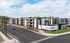 Mesa Apartments - Acero Hawes Crossing - Building Exterior with Sidewalk Access, Property Name Building Label, and Blue Skies