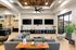 Modern living room featuring sleek d&eacute;cor, cozy seating arrangement, and large windows inviting natural light.