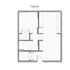 The Ivy floor plan showcasing a 1-bedroom, open living area, and sleek kitchen design.