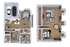 Modern two-story floor plan with spacious living areas, four bedrooms, sleek kitchen, and two-car garage.
